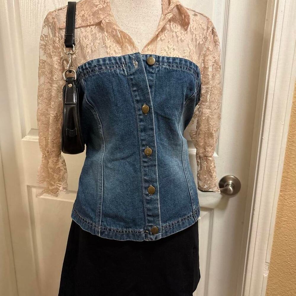 Just blu jeans denim corset top with lace.